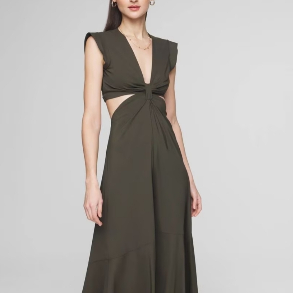 WHBM V-NECKLINE CUTOUT MIDI DRESS